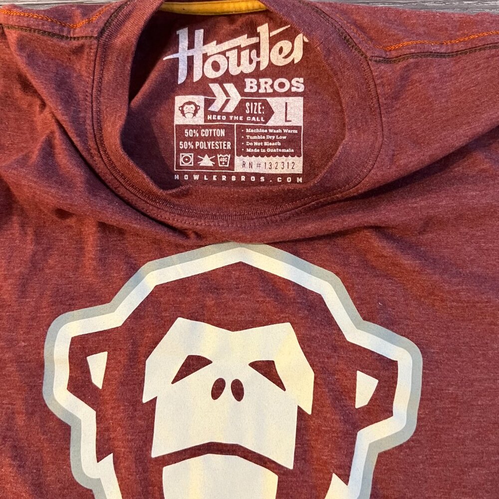 Howler Brothers "El Mono" T-shirt, maroon, Large - Picture 4 of 6